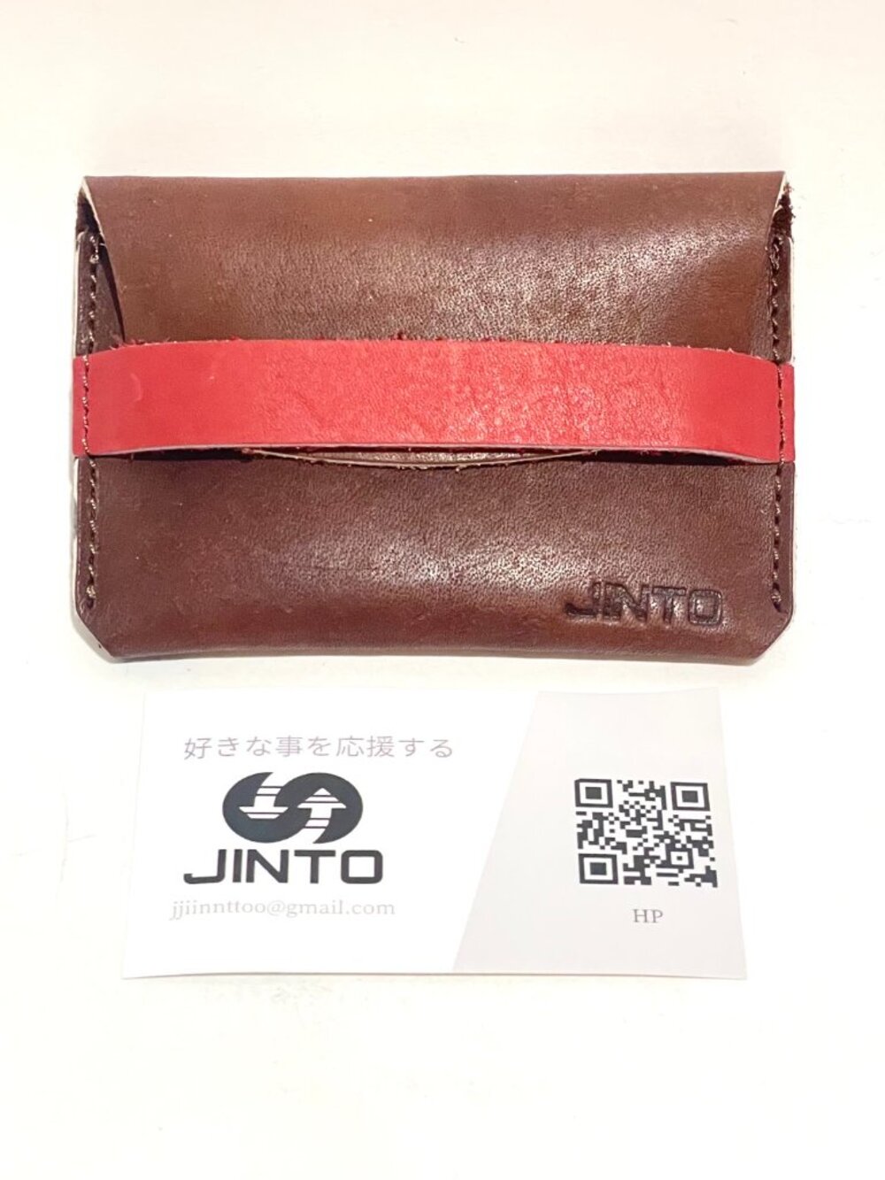 JINTO Jinriki Japan Leather Card Holder Purse Coin Wallet Handmade